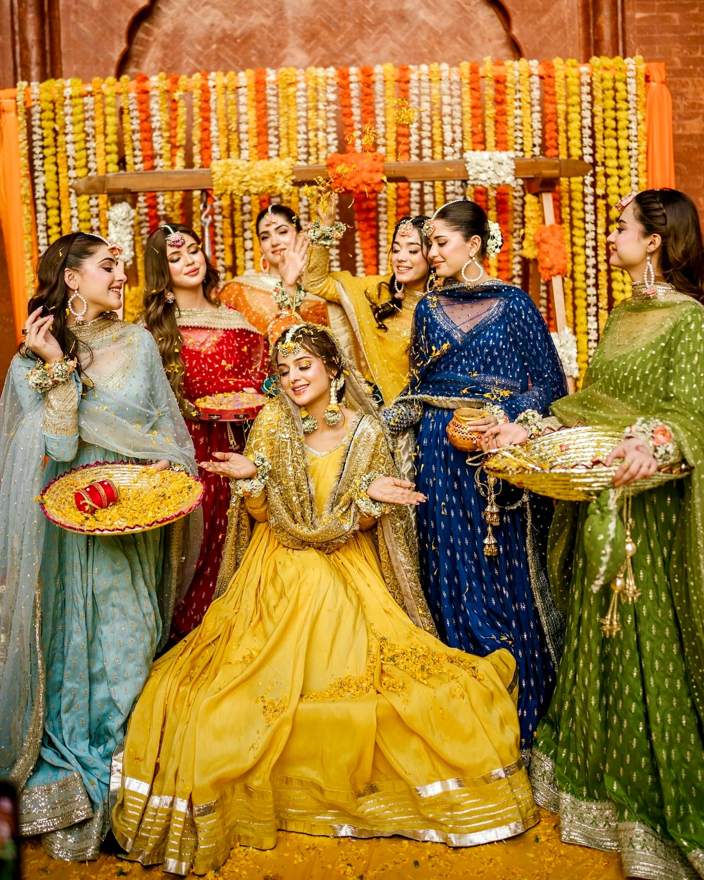 Golden Radiance: Embroidered Chinon Silk Gown Set with Sequin Dupatta