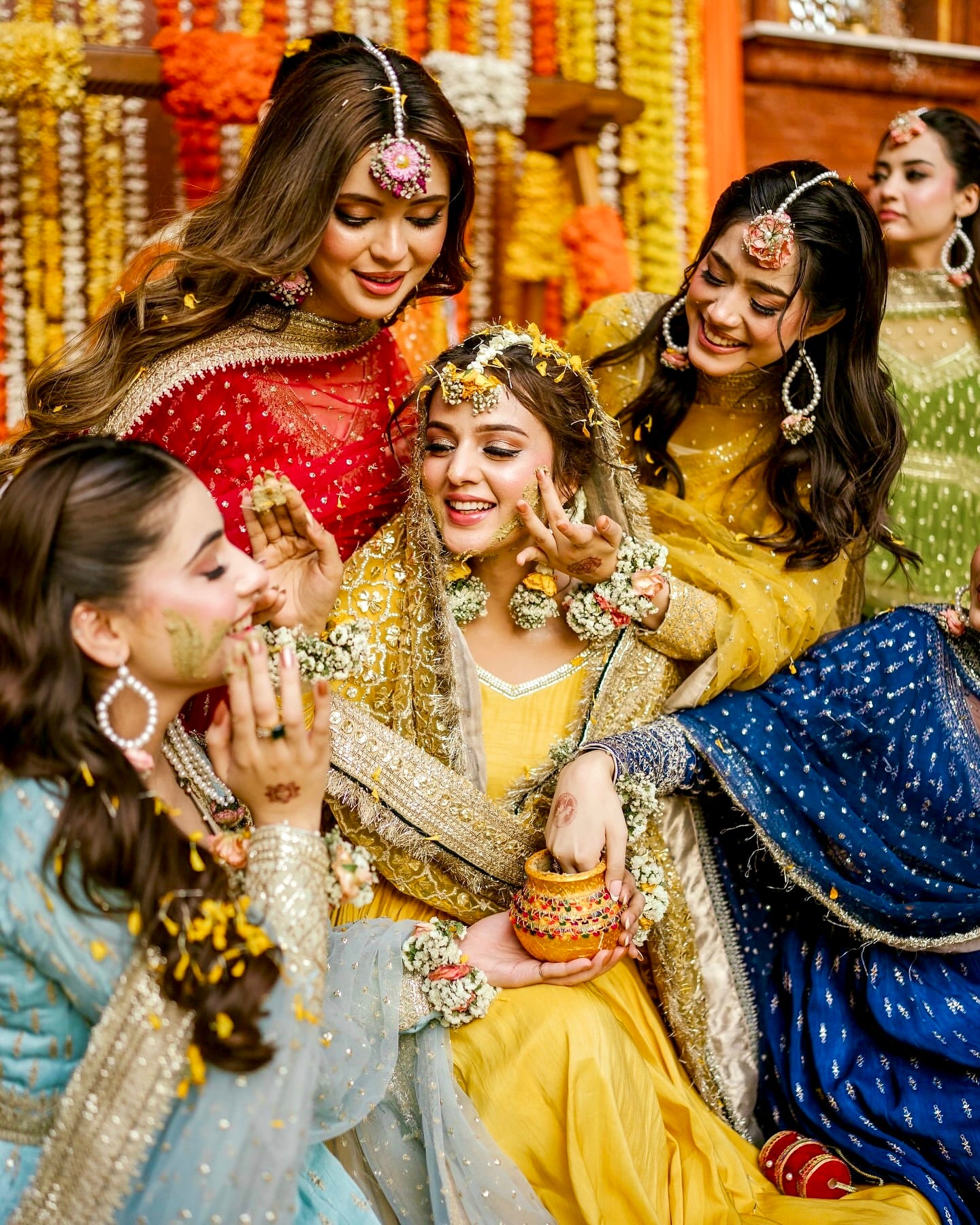 Golden Radiance: Embroidered Chinon Silk Gown Set with Sequin Dupatta