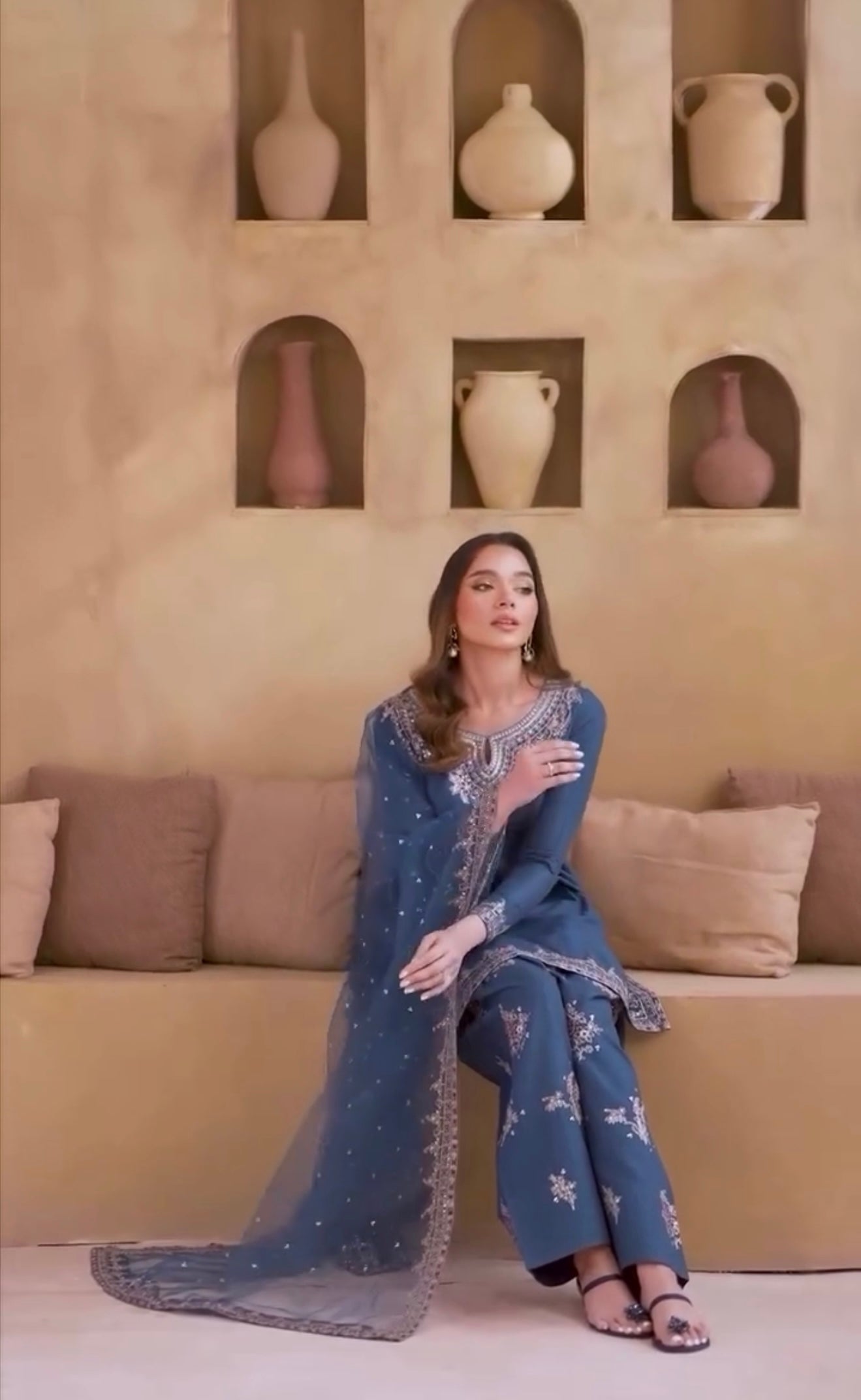 Royal Blue Elegance – Embroidered Perfection