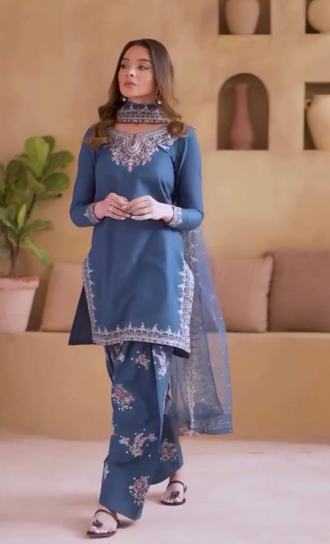 Royal Blue Elegance – Embroidered Perfection