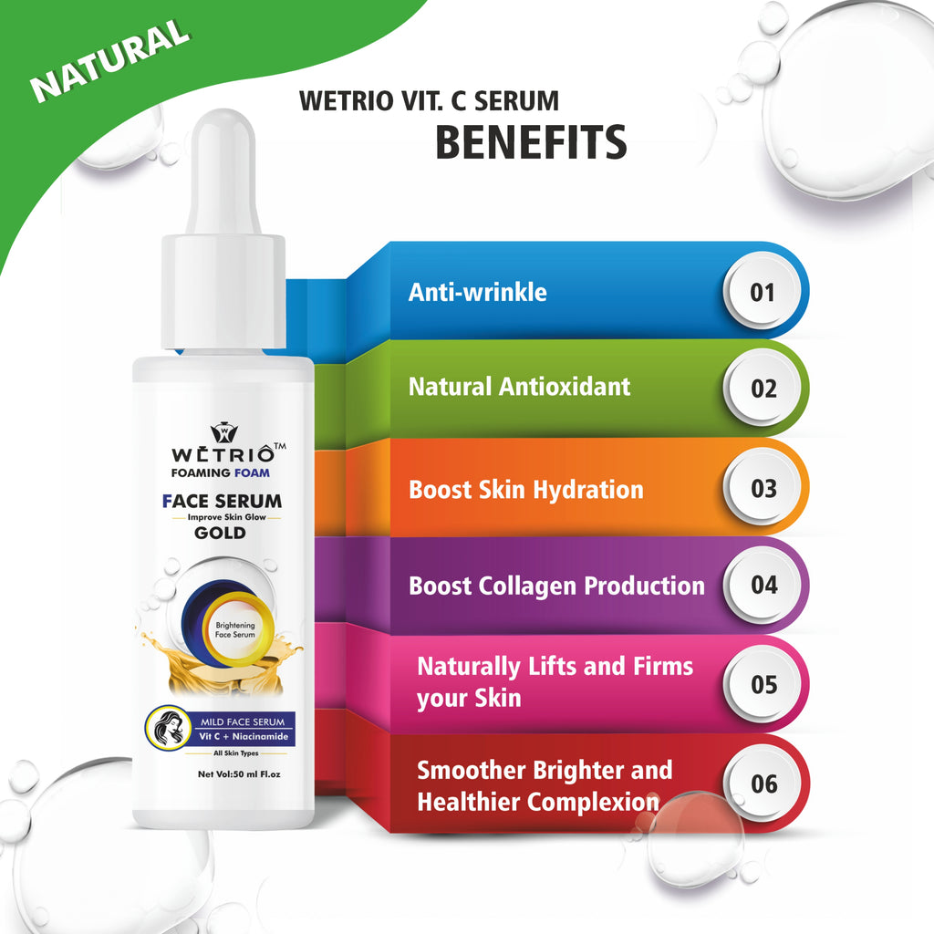 Foaming Face Serum – Gold | Brightening Face Serum with Vitamin C & Niacinamide